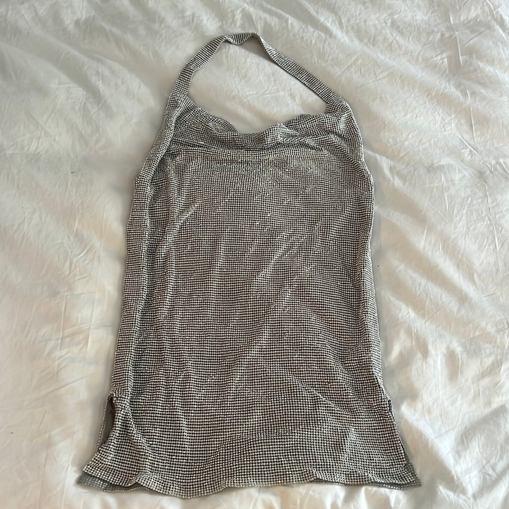 MESHKI diamanté mini dress